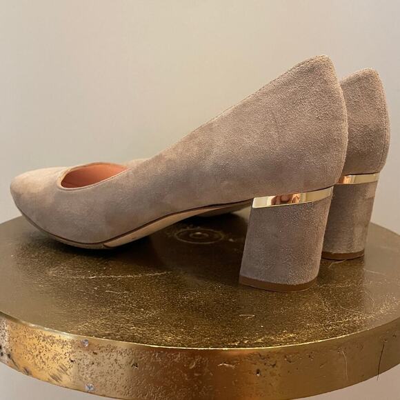 Kate Spade New York Dolores Suede Block Heel Pumps | Gray Neutral Taupe, 7M - Picture 3 of 10